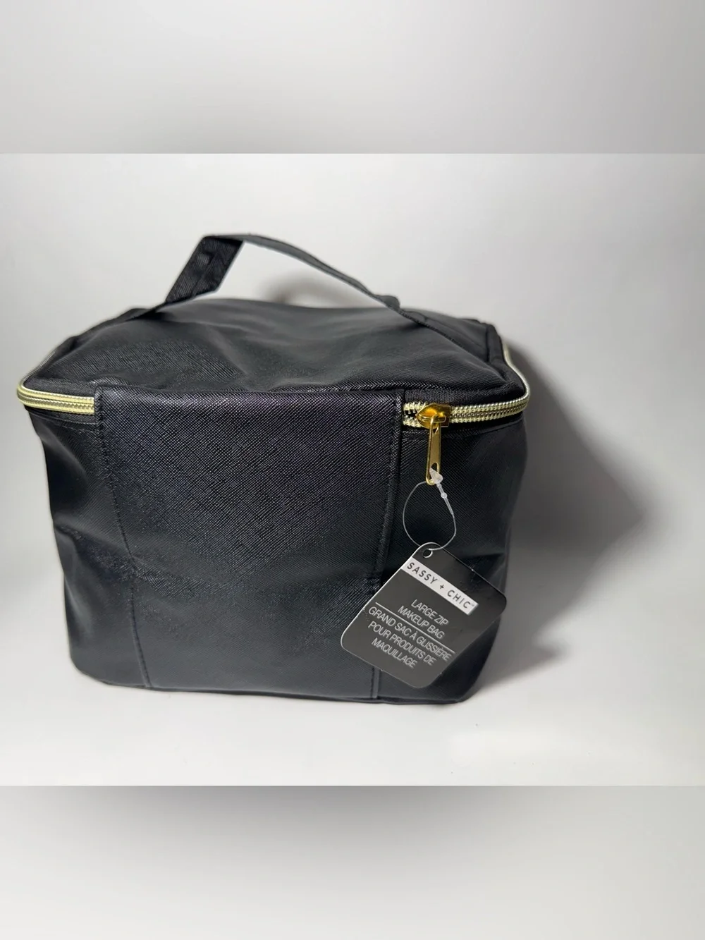 Sassy + Chic Large Black Makeup Bag Travel Toiletry Organizer Case NWT 8x6x5 in